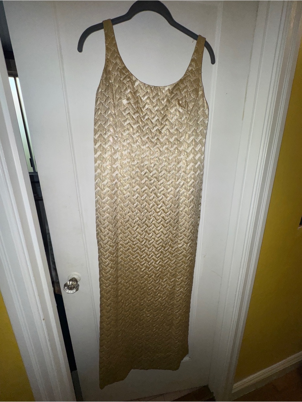 1960s Elegant Gold & White Dress